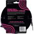 Ernie Ball 25ft Braided Instrument Cable - Black and Pink - Straight to Right Angle